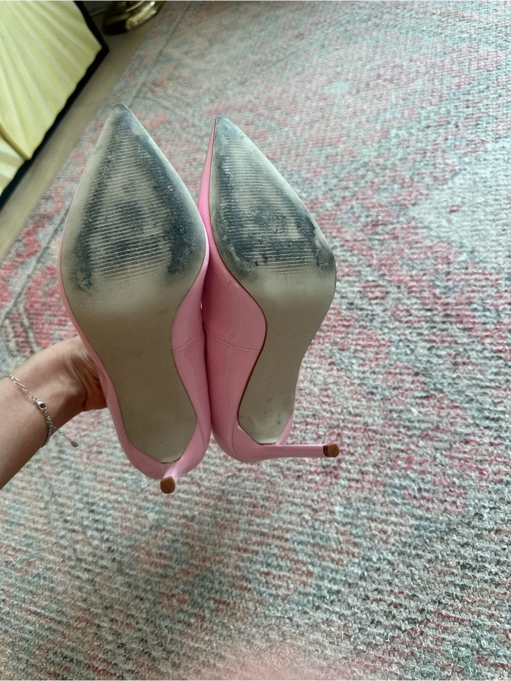 Steve Madden Barbie Light Pink Patent Leather Pointed Toe Pumps size 7